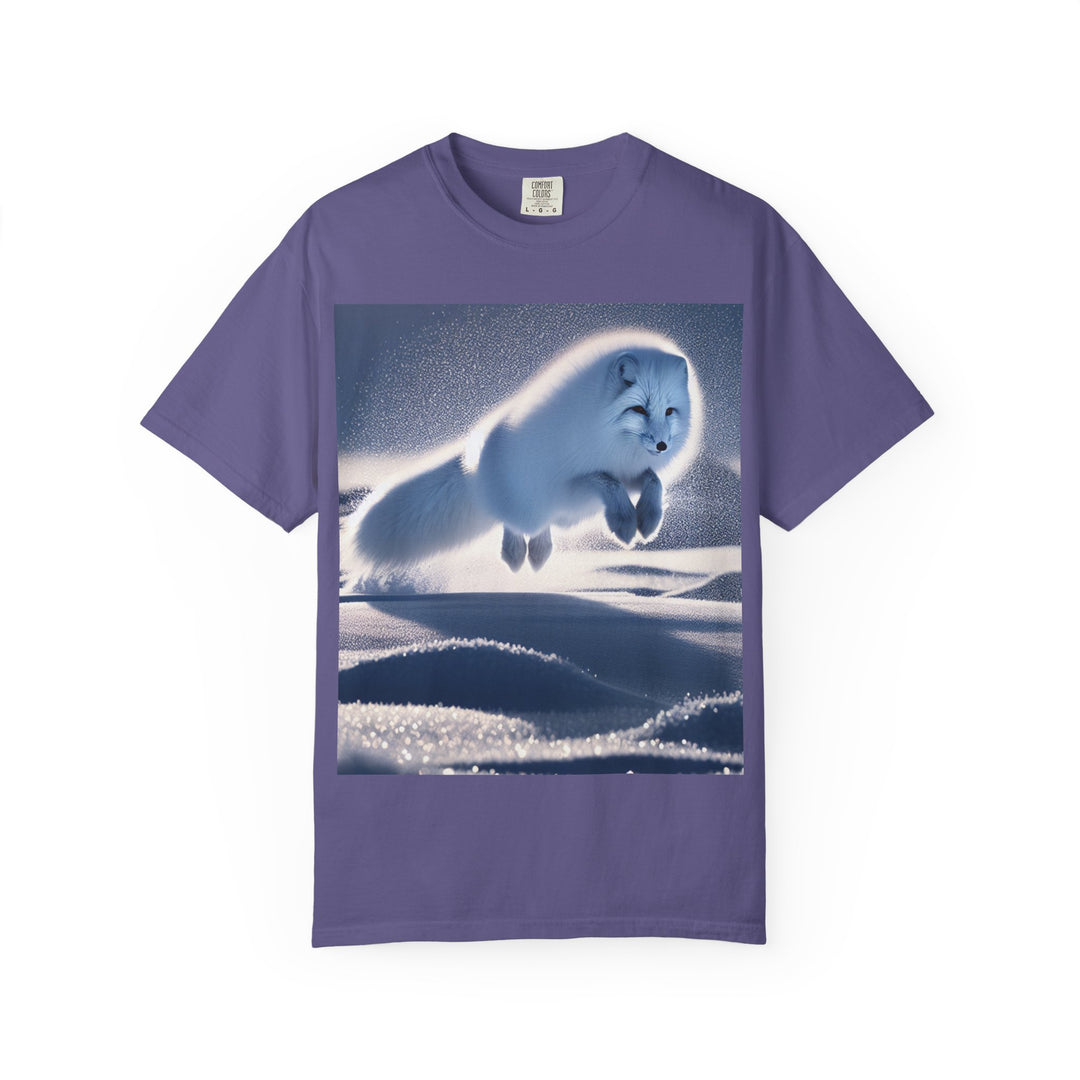 Snow Fox Jumping Unisex Garment-Dyed T-Shirt