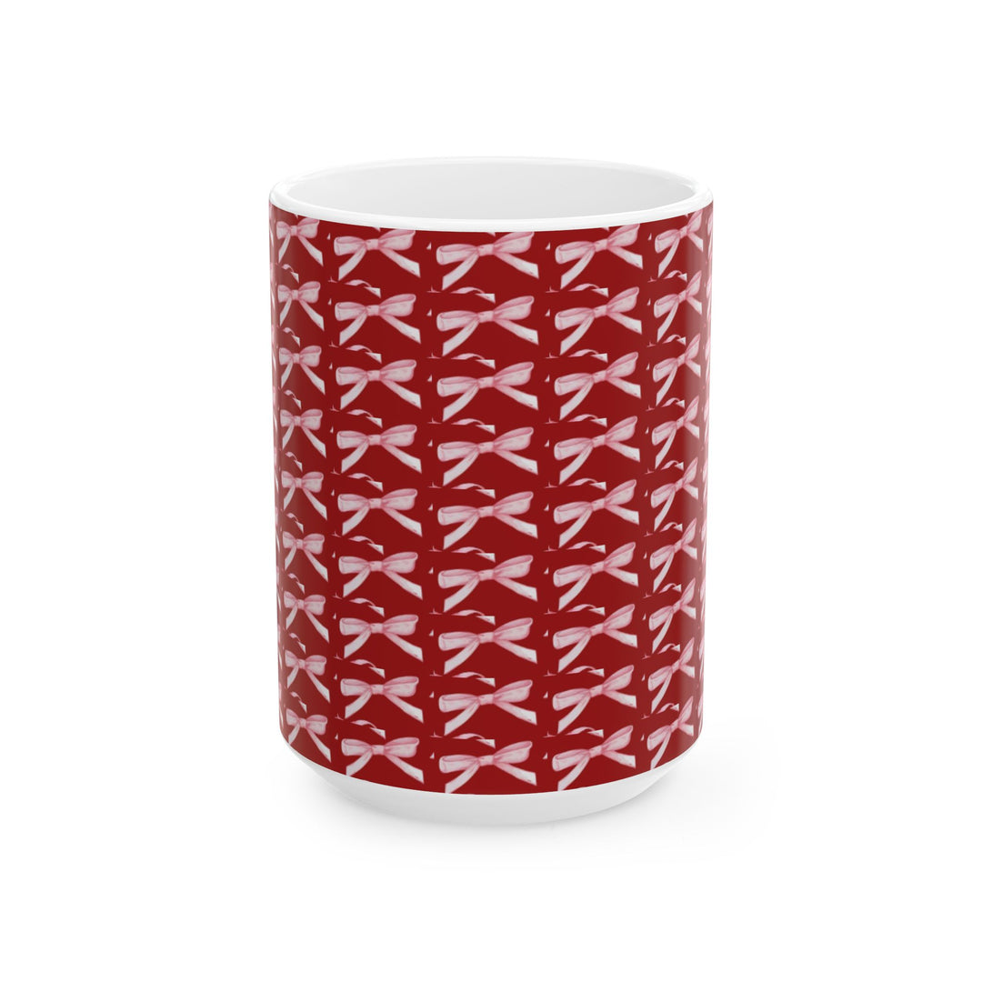 Elegant Red Ribbon Ceramic Mug - Perfect for Gift Giving and Home Decor