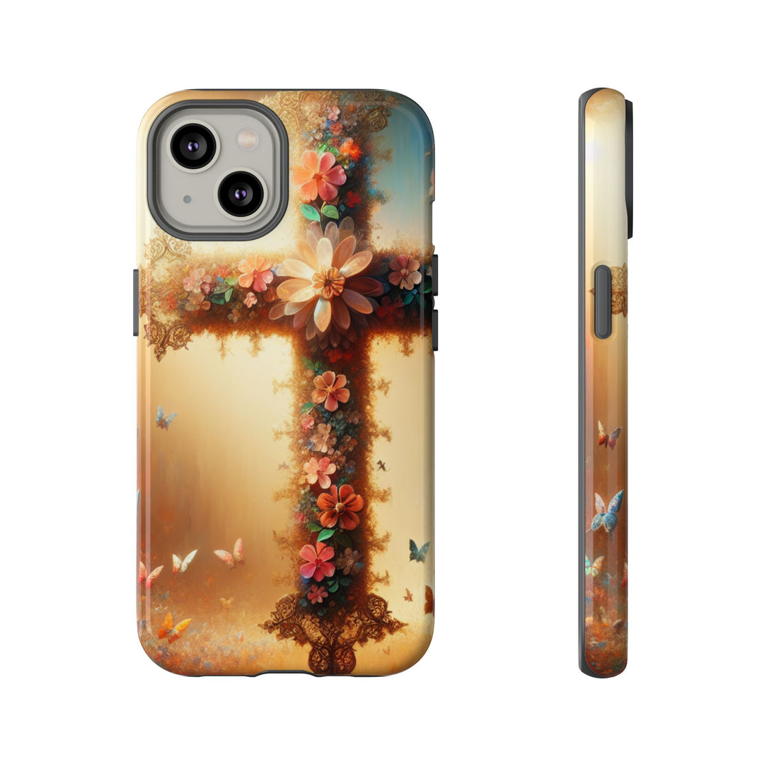 Floral Cross Phone Case, Tough Cases for Christians, Religious Gifts, Cute Floral Accessories, Chic Phone Cover, Spring Vibes
