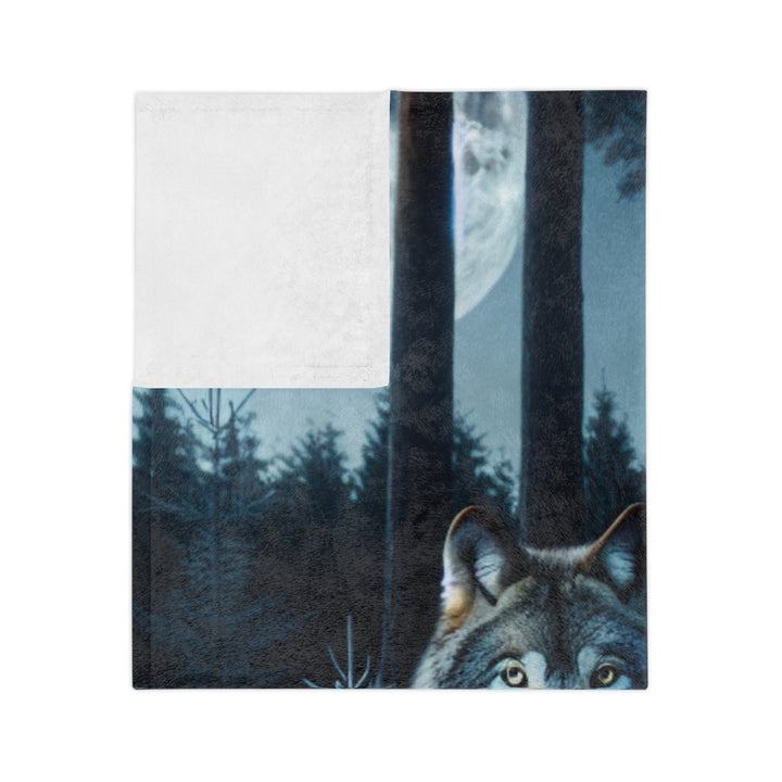 Wolf Design Velveteen Microfiber Blanket – Cozy Outdoor Aesthetic for Nature Lovers