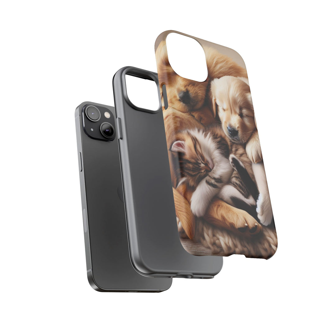Cute Pets Phone Case - Adorable Puppy and Kitten Design, Animal Lover Gift