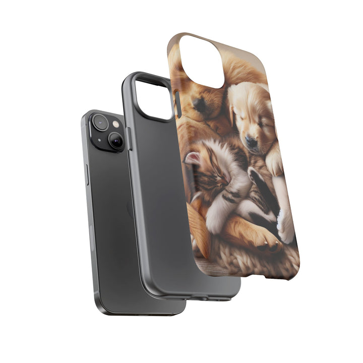 Cute Pets Phone Case - Adorable Puppy and Kitten Design, Animal Lover Gift