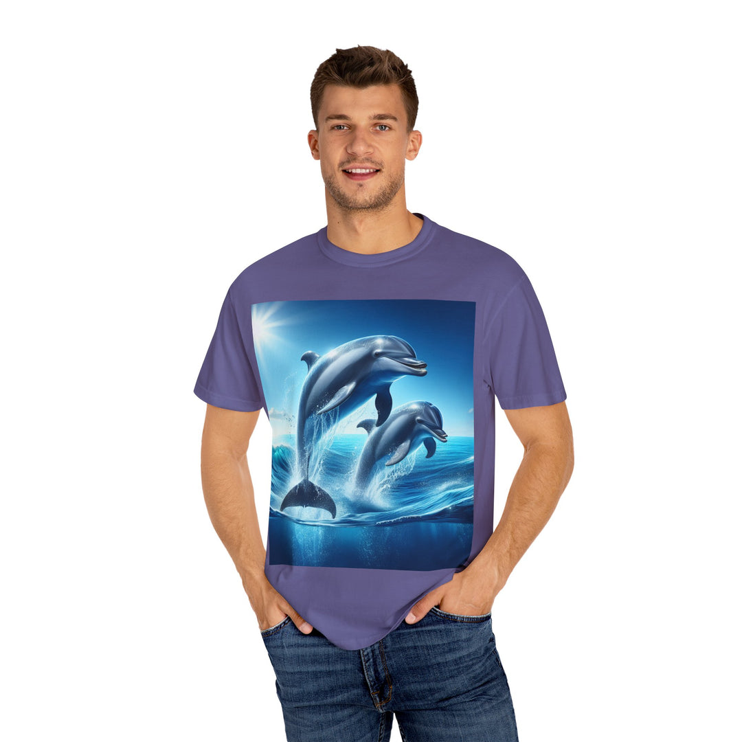 Ocean Jumping Dolphins T-Shirt - Unisex Garment-Dyed Tee