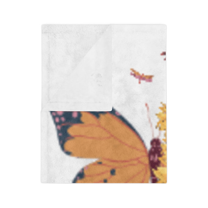 Inspirational Floral Butterfly Blanket - Velveteen Microfiber Soft Throw