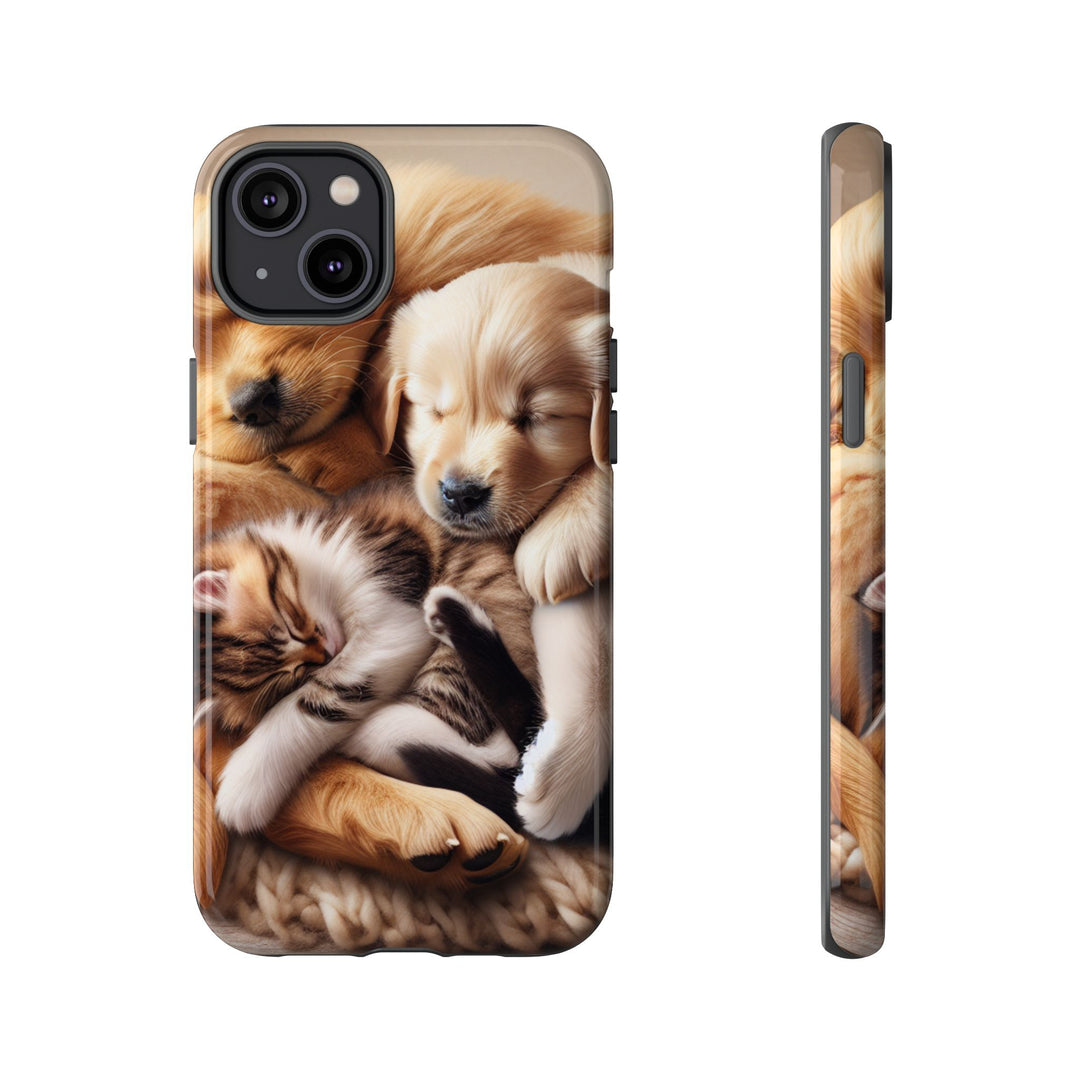 Cute Pets Phone Case - Adorable Puppy and Kitten Design, Animal Lover Gift