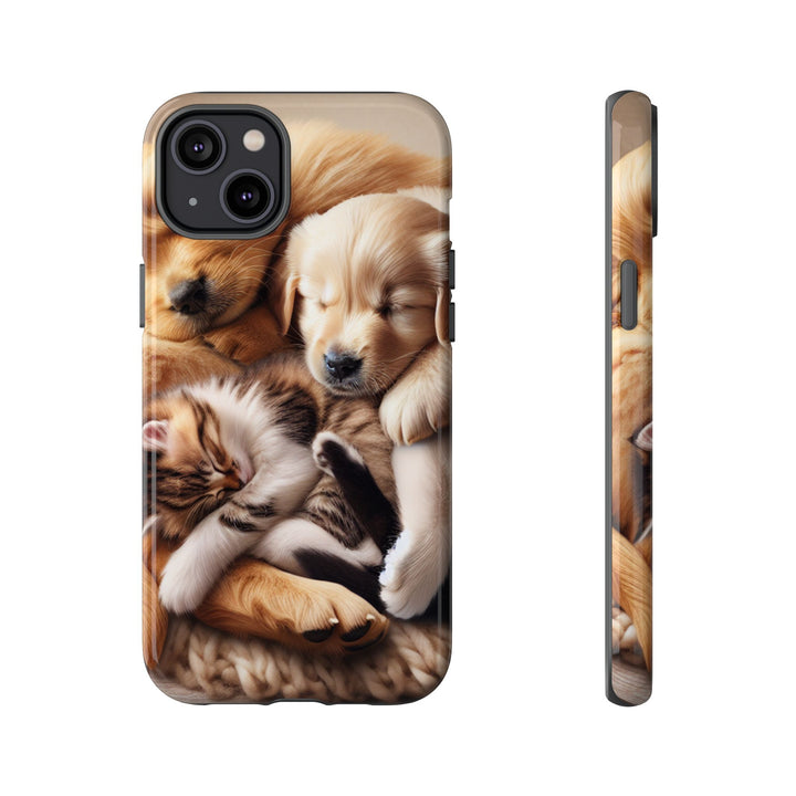 Cute Pets Phone Case - Adorable Puppy and Kitten Design, Animal Lover Gift