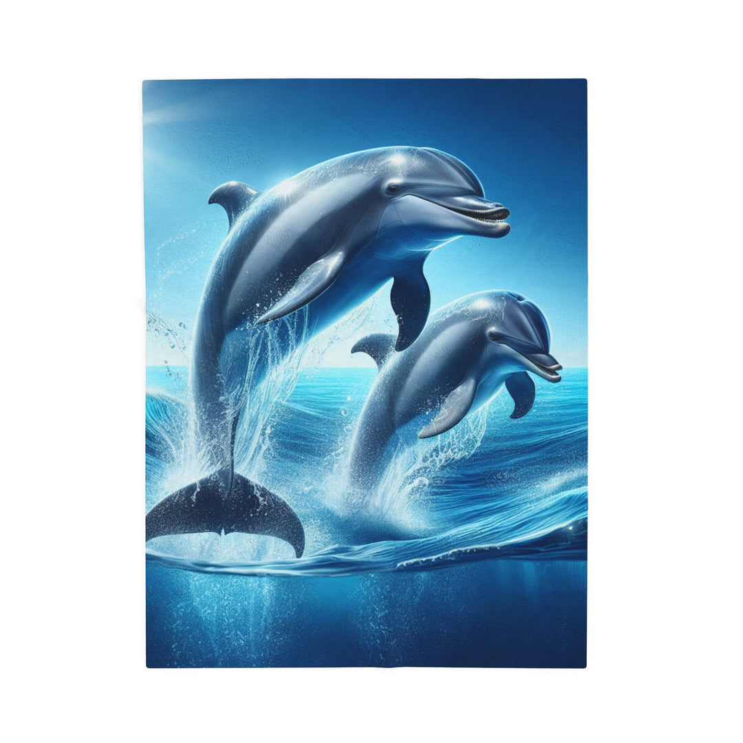 Dolphin Velveteen Plush Blanket - Cozy Ocean Waves Throw for Home Decor & Gifts