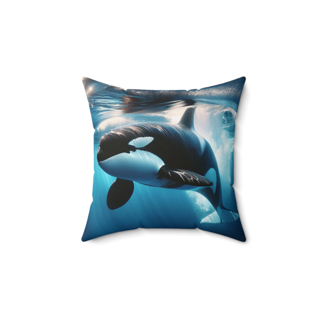 Orca Ocean-Themed Throw Pillow, Marine Life Decor, Nautical Home Accent, Coastal Living Gift, Whale Lover Cushion