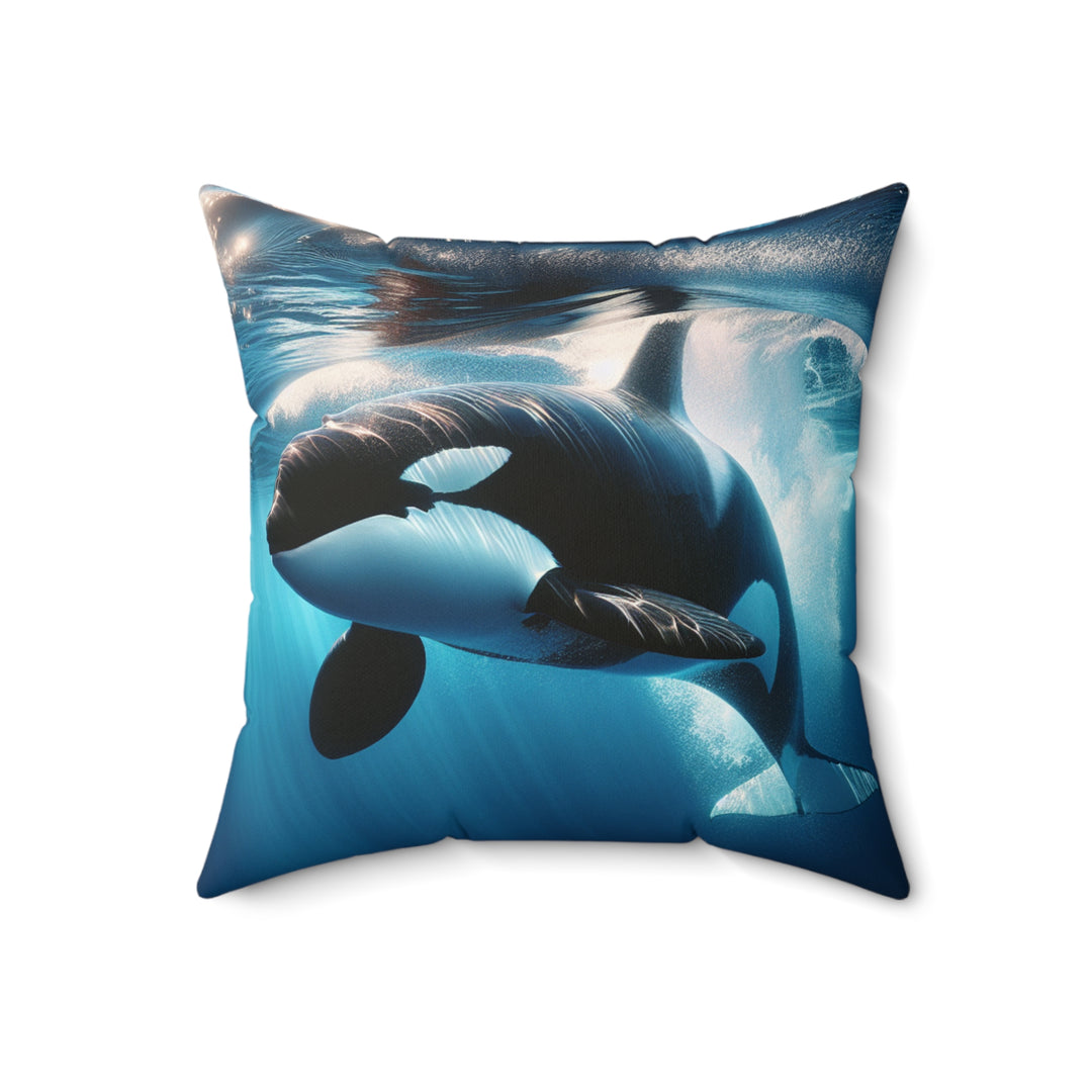 Orca Ocean-Themed Throw Pillow, Marine Life Decor, Nautical Home Accent, Coastal Living Gift, Whale Lover Cushion