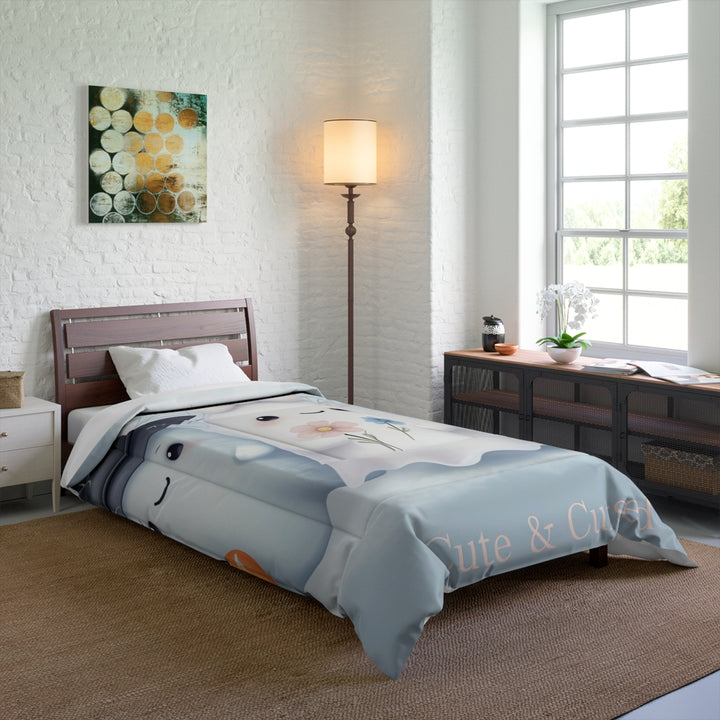 Cute & Cursed Ghost Comforter | Spooky Bedding for Halloween | Cozy Bedroom Decor | Kids' Room | Whimsical Home Accents