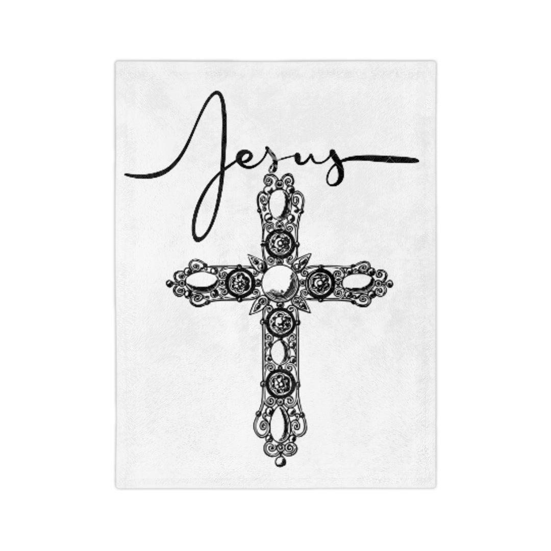 Elegant Faith Velveteen Blanket | Cozy Religious Décor for Home, Christian Gift, Church Events, Inspirational Throw