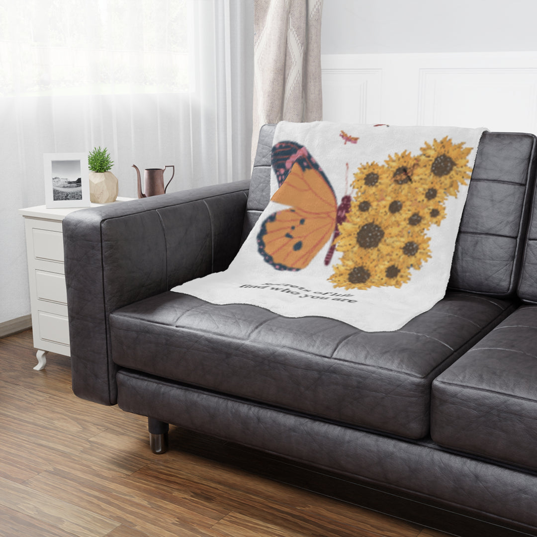 Inspirational Minky Blanket - 'Secrets of Life' Butterfly & Sunflowers Design