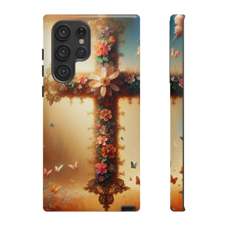 Floral Cross Phone Case, Tough Cases for Christians, Religious Gifts, Cute Floral Accessories, Chic Phone Cover, Spring Vibes