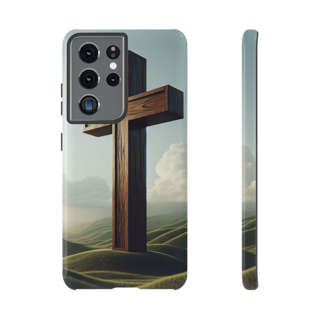 Wooden Cross Phone Case, Inspirational Gift, Christian Decor, Faith-Based Accessory, Unique Tech Gift