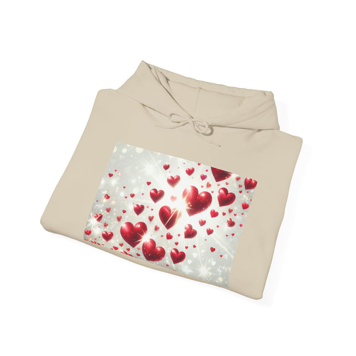 Love Hearts Unisex Hoodie, Cozy Valentine's Day Sweatshirt, Warm Gift for Him/Her, Cute Snug Pullover for Couples, Romantic Apparel