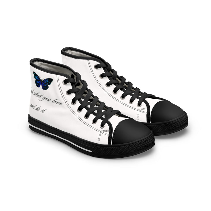 Women&#039;s High Top Sneakers with Butterfly Design - Inspire Your Style