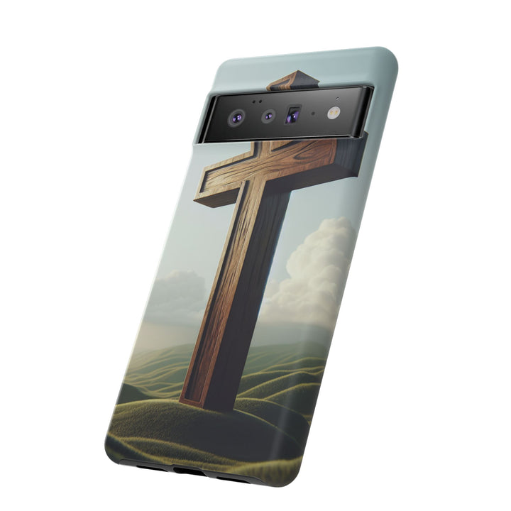 Wooden Cross Phone Case, Inspirational Gift, Christian Decor, Faith-Based Accessory, Unique Tech Gift