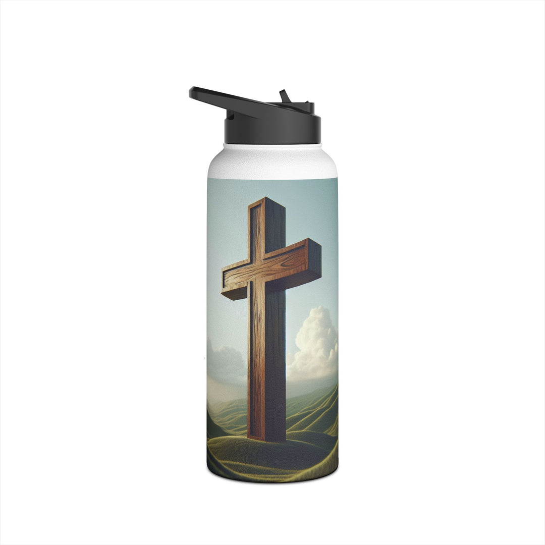 Inspirational Stainless Steel Water Bottle with Cross Design, Eco-Friendly Hydration, Travel Mug, Fitness Gift, Christian Accessories