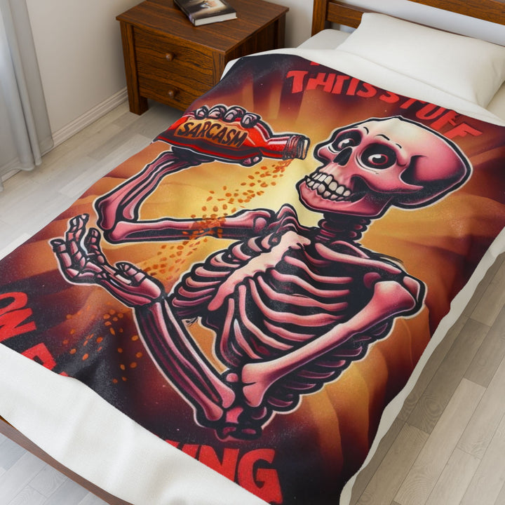 "Sarcasm" Skeleton Velveteen Plush Blanket