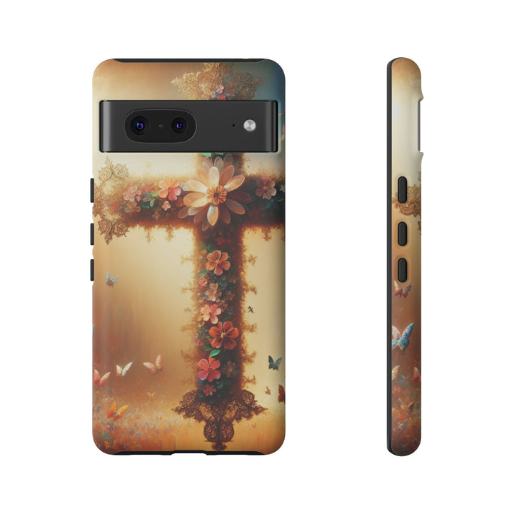 Floral Cross Phone Case, Tough Cases for Christians, Religious Gifts, Cute Floral Accessories, Chic Phone Cover, Spring Vibes