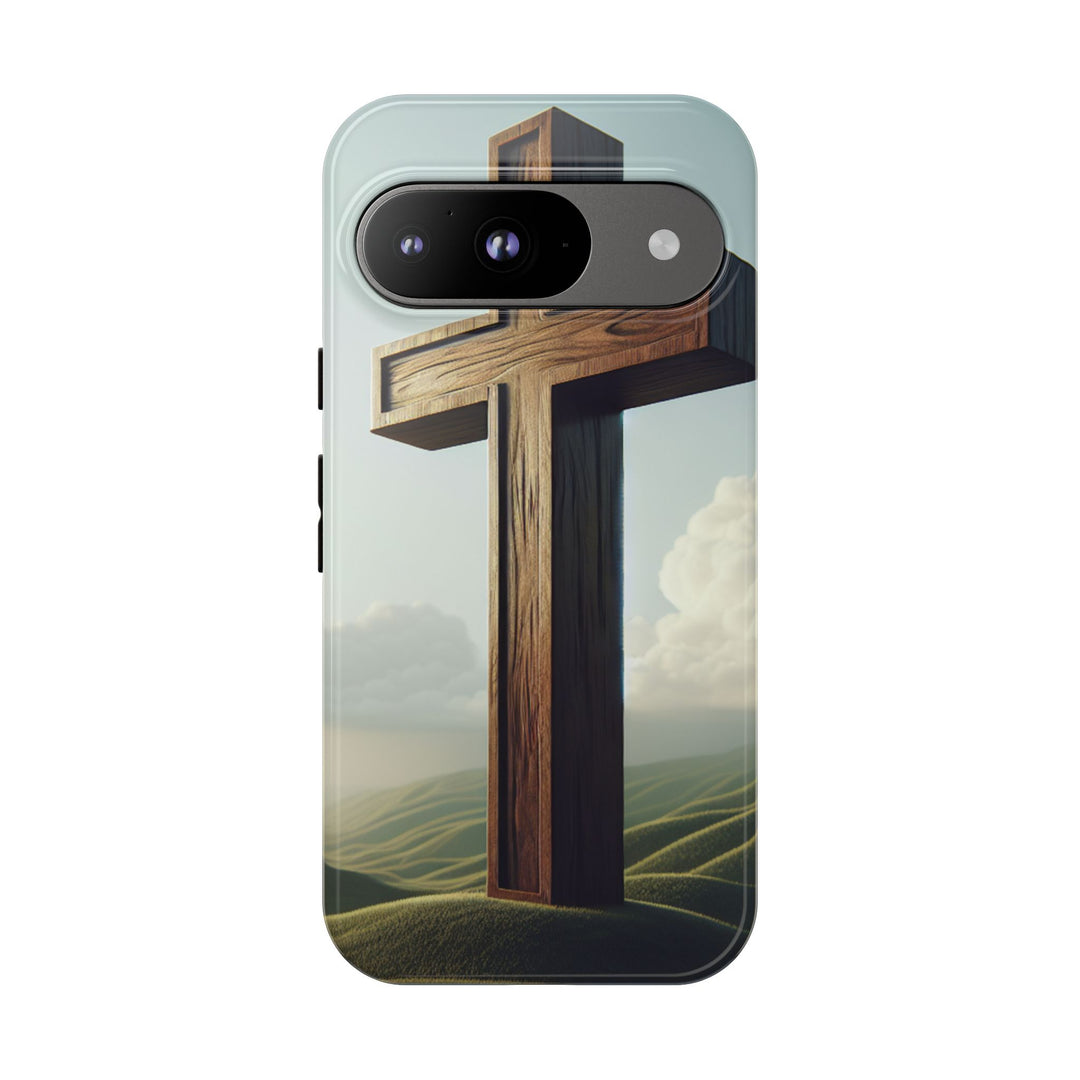 Wooden Cross Phone Case, Inspirational Gift, Christian Decor, Faith-Based Accessory, Unique Tech Gift