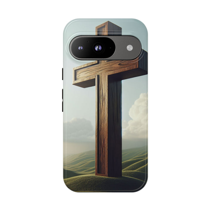 Wooden Cross Phone Case, Inspirational Gift, Christian Decor, Faith-Based Accessory, Unique Tech Gift
