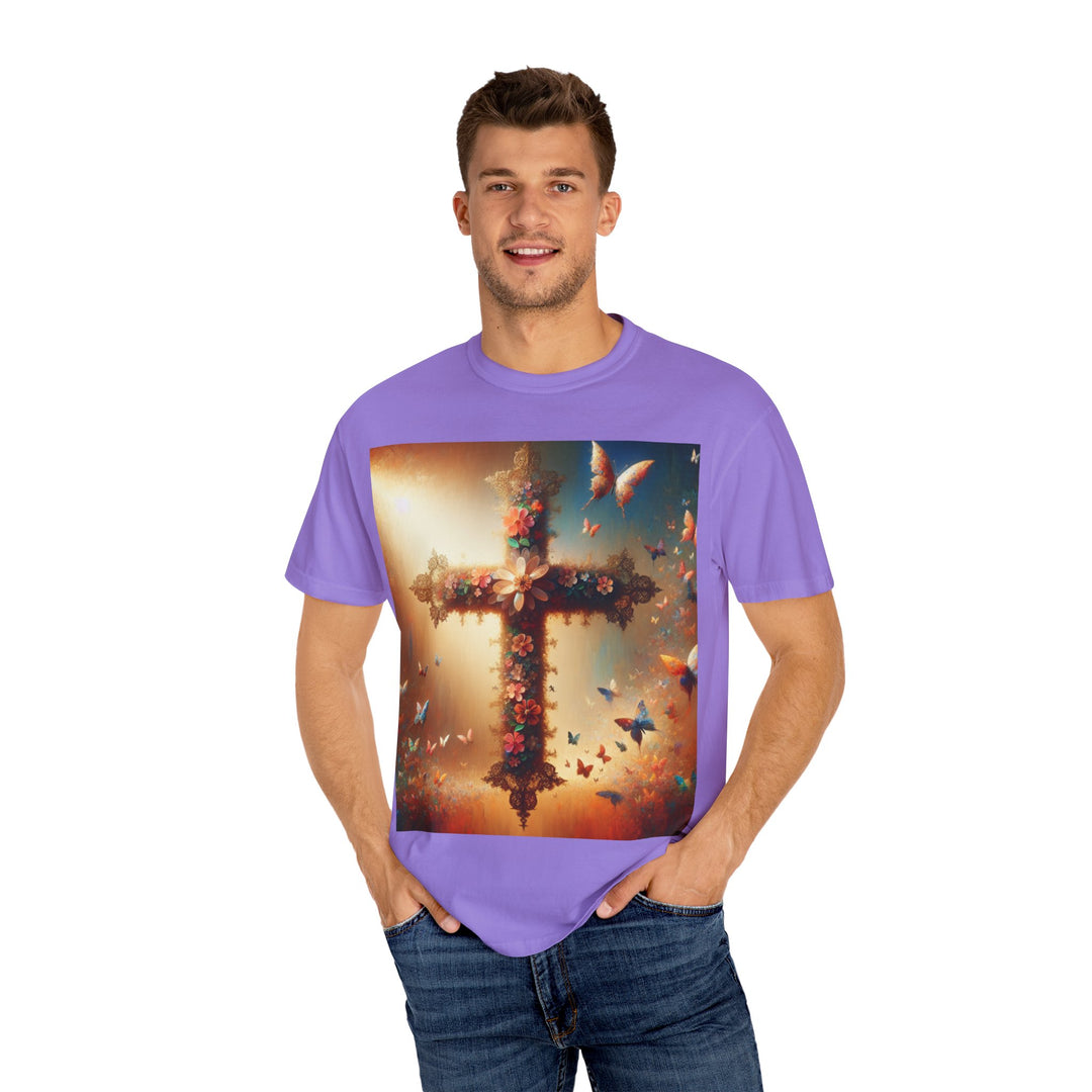 Faith-Inspired Floral Cross T-Shirt, Inspirational Tee, Religious Gift, Christian Apparel, Casual Wear, Everyday T-Shirt