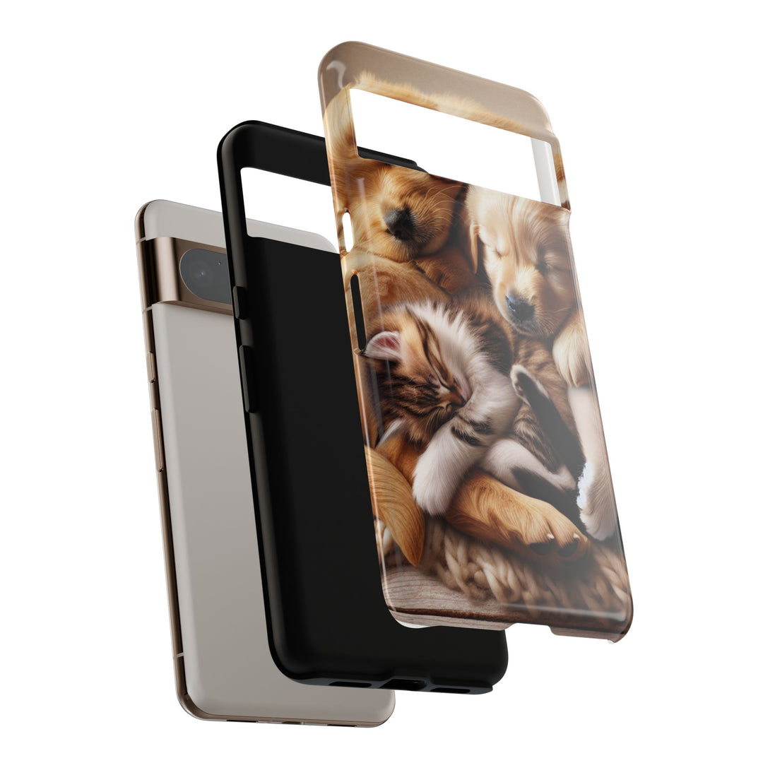 Cute Pets Phone Case - Adorable Puppy and Kitten Design, Animal Lover Gift