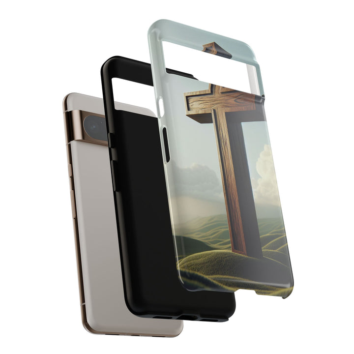Wooden Cross Phone Case, Inspirational Gift, Christian Decor, Faith-Based Accessory, Unique Tech Gift