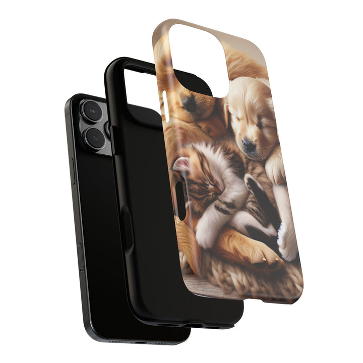 Cute Pets Phone Case - Adorable Puppy and Kitten Design, Animal Lover Gift