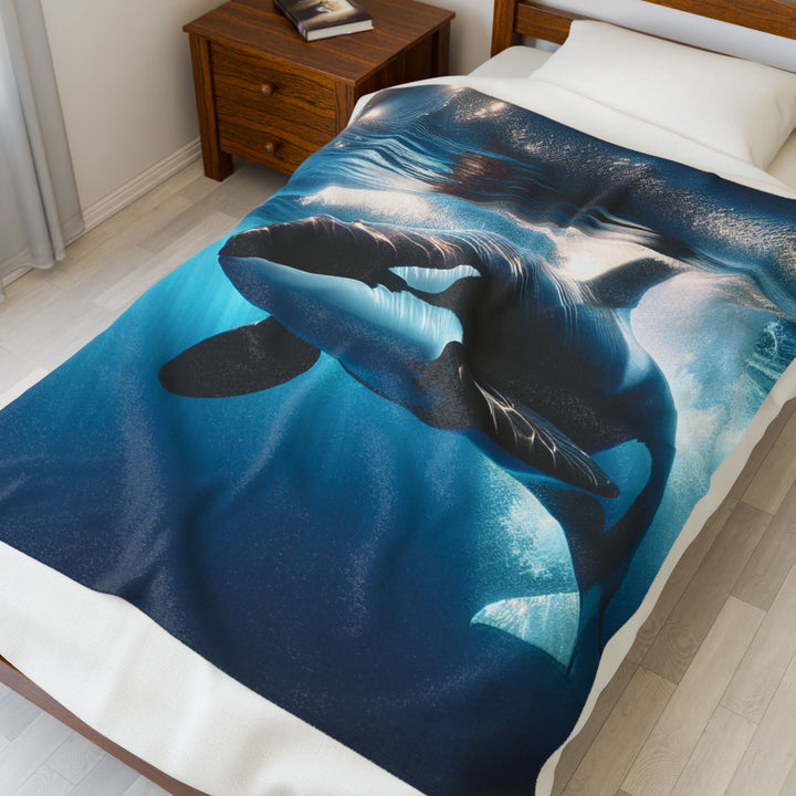 Cozy Orca Velveteen Plush Blanket - Perfect for Ocean Lovers