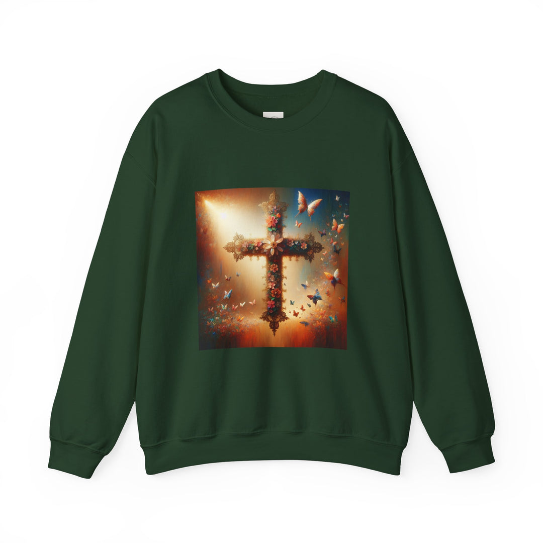 Faith-Inspired Butterfly Sweatshirt, Unisex Crewneck, Cozy Christian Apparel, Gift for Easter, Inspirational Sweatshirt, Casualwear