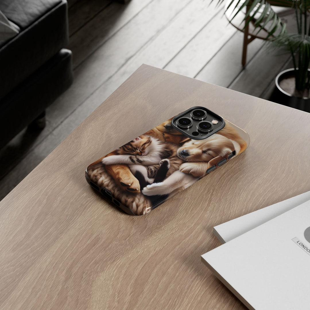 Cute Pets Phone Case - Adorable Puppy and Kitten Design, Animal Lover Gift