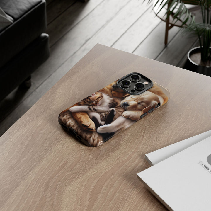 Cute Pets Phone Case - Adorable Puppy and Kitten Design, Animal Lover Gift