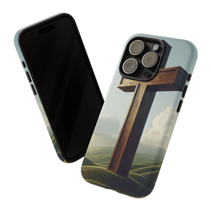 Wooden Cross Phone Case, Inspirational Gift, Christian Decor, Faith-Based Accessory, Unique Tech Gift