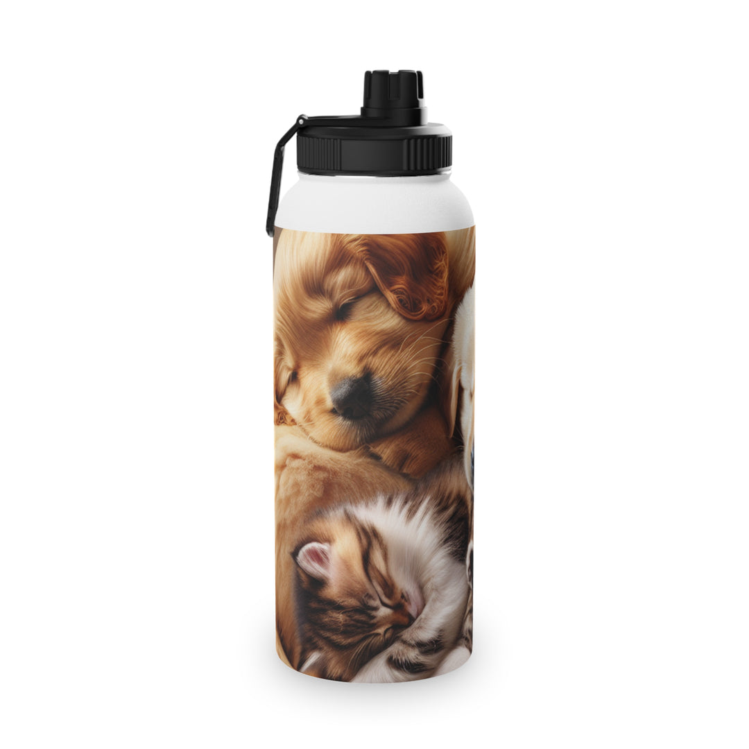 Pet Lovers Stainless Steel Water Bottle - Cute Puppy & Kitten Design | Eco-Friendly Sports Lid