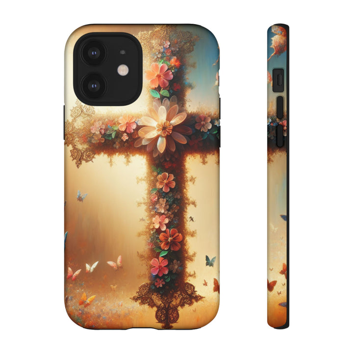 Floral Cross Phone Case, Tough Cases for Christians, Religious Gifts, Cute Floral Accessories, Chic Phone Cover, Spring Vibes