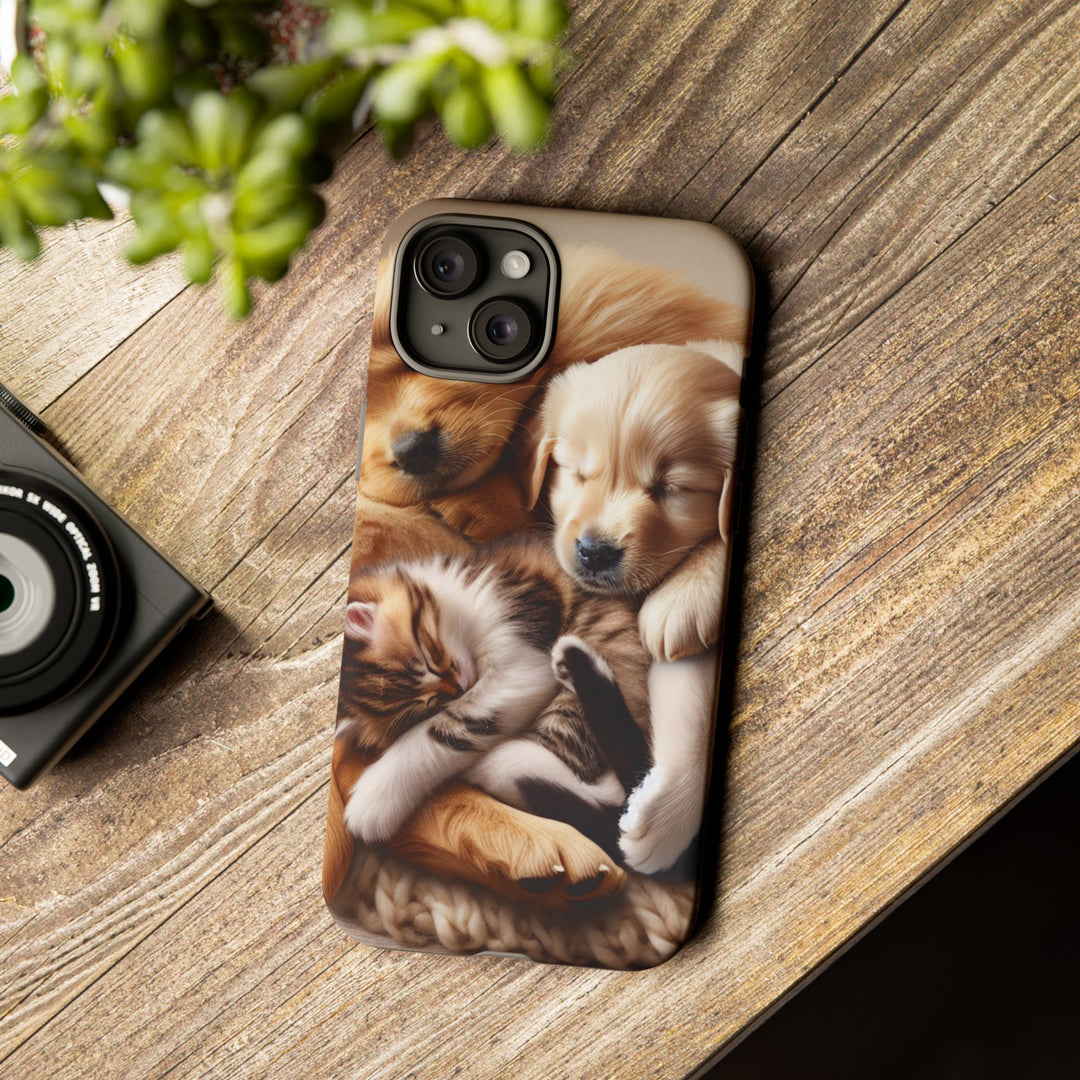 Cute Pets Phone Case - Adorable Puppy and Kitten Design, Animal Lover Gift