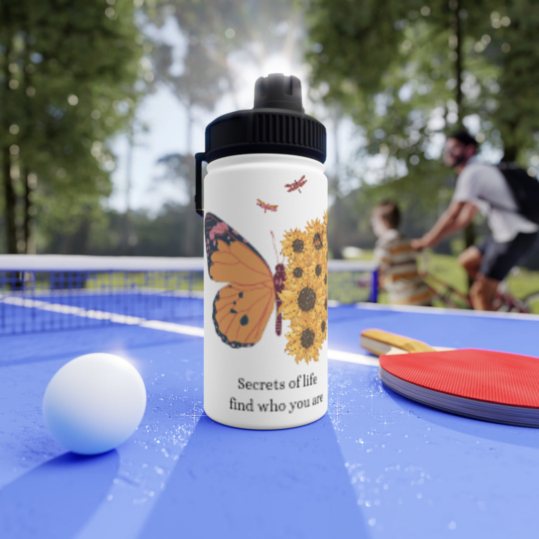 Inspirational Floral Stainless Steel Water Bottle – "Secrets of Life"
