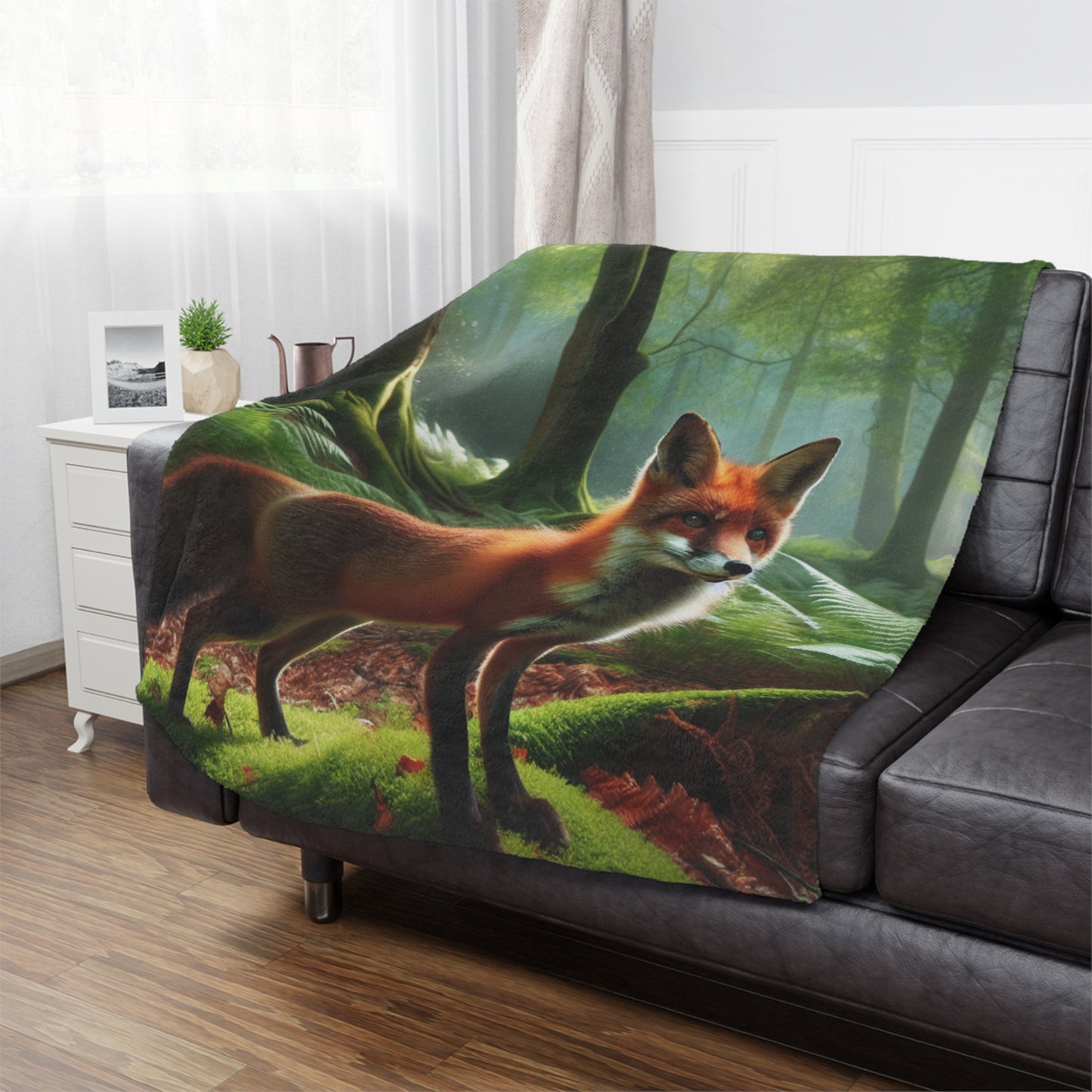 Forest Fox Minky Blanket - Comforting Wildlife Fleece Throw for Cozy Evenings