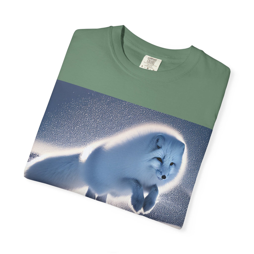 Snow Fox Jumping Unisex Garment-Dyed T-Shirt