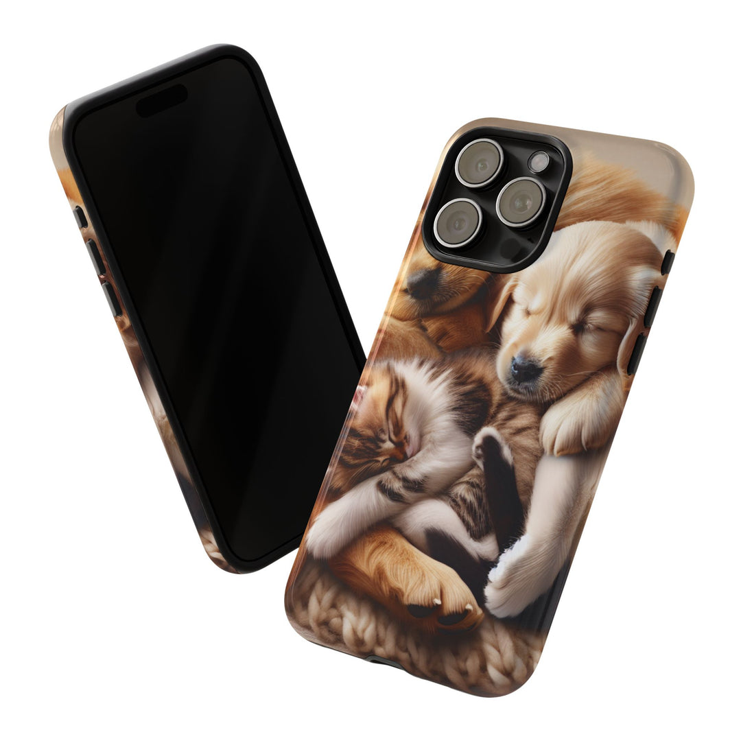 Cute Pets Phone Case - Adorable Puppy and Kitten Design, Animal Lover Gift