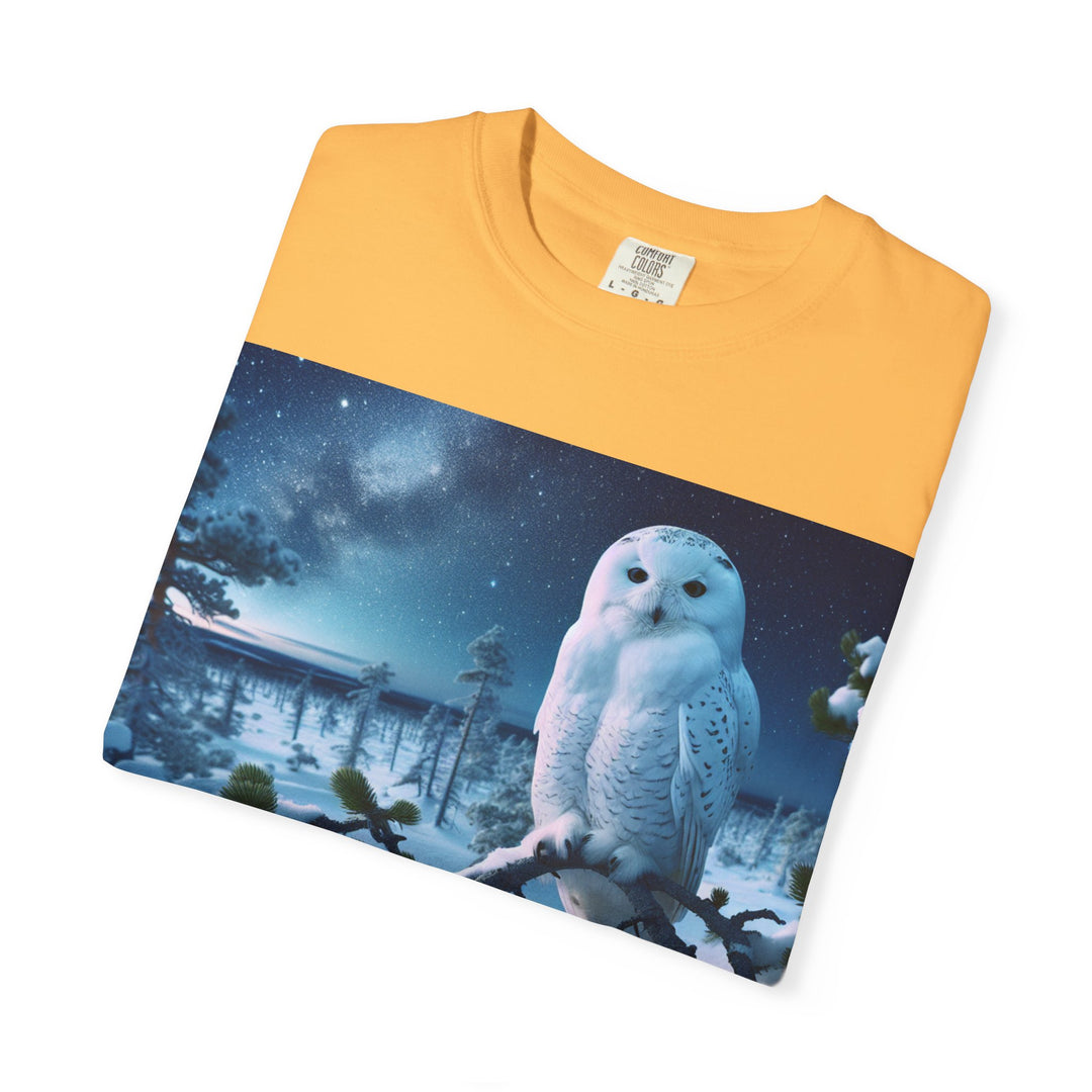 Mystical Owl Unisex Garment-Dyed T-Shirt – Cozy Winter Vibes