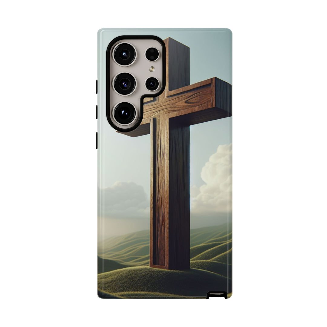 Wooden Cross Phone Case, Inspirational Gift, Christian Decor, Faith-Based Accessory, Unique Tech Gift