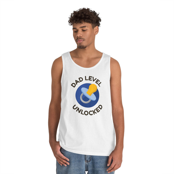 Dad Level Unlocked Tank Top - Unisex Heavy Cotton Sleeveless Shirt for New Dads