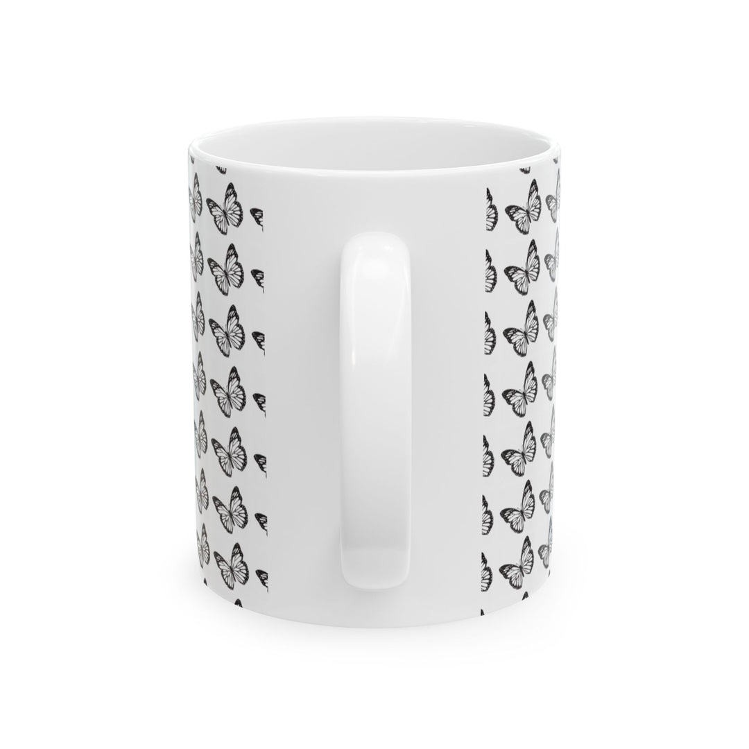 Butterfly Pattern Ceramic Mug - Elegant Gift for Nature Lovers