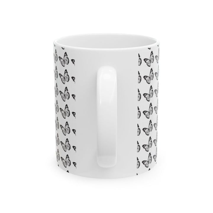 Butterfly Pattern Ceramic Mug - Elegant Gift for Nature Lovers