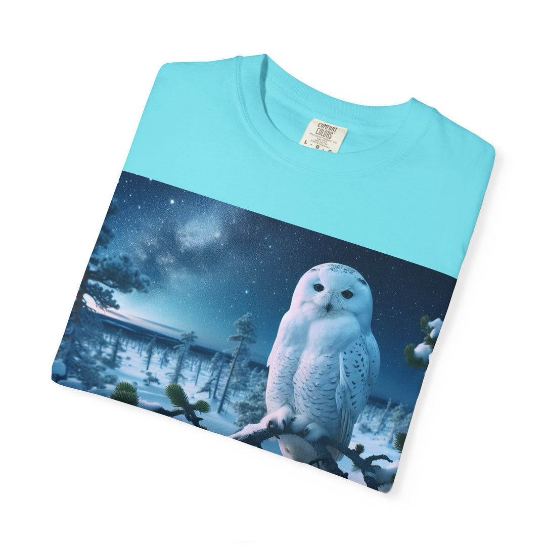 Mystical Owl Unisex Garment-Dyed T-Shirt – Cozy Winter Vibes