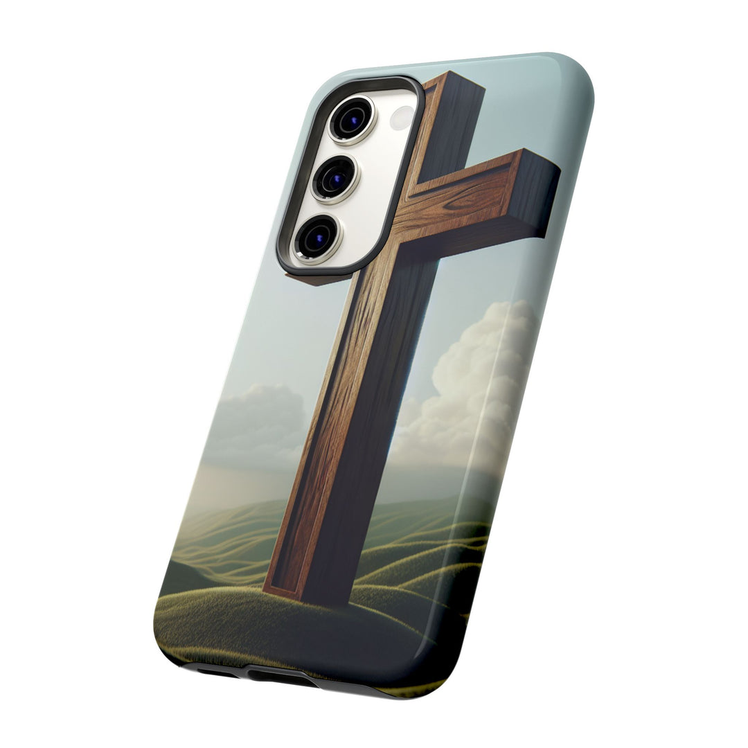 Wooden Cross Phone Case, Inspirational Gift, Christian Decor, Faith-Based Accessory, Unique Tech Gift