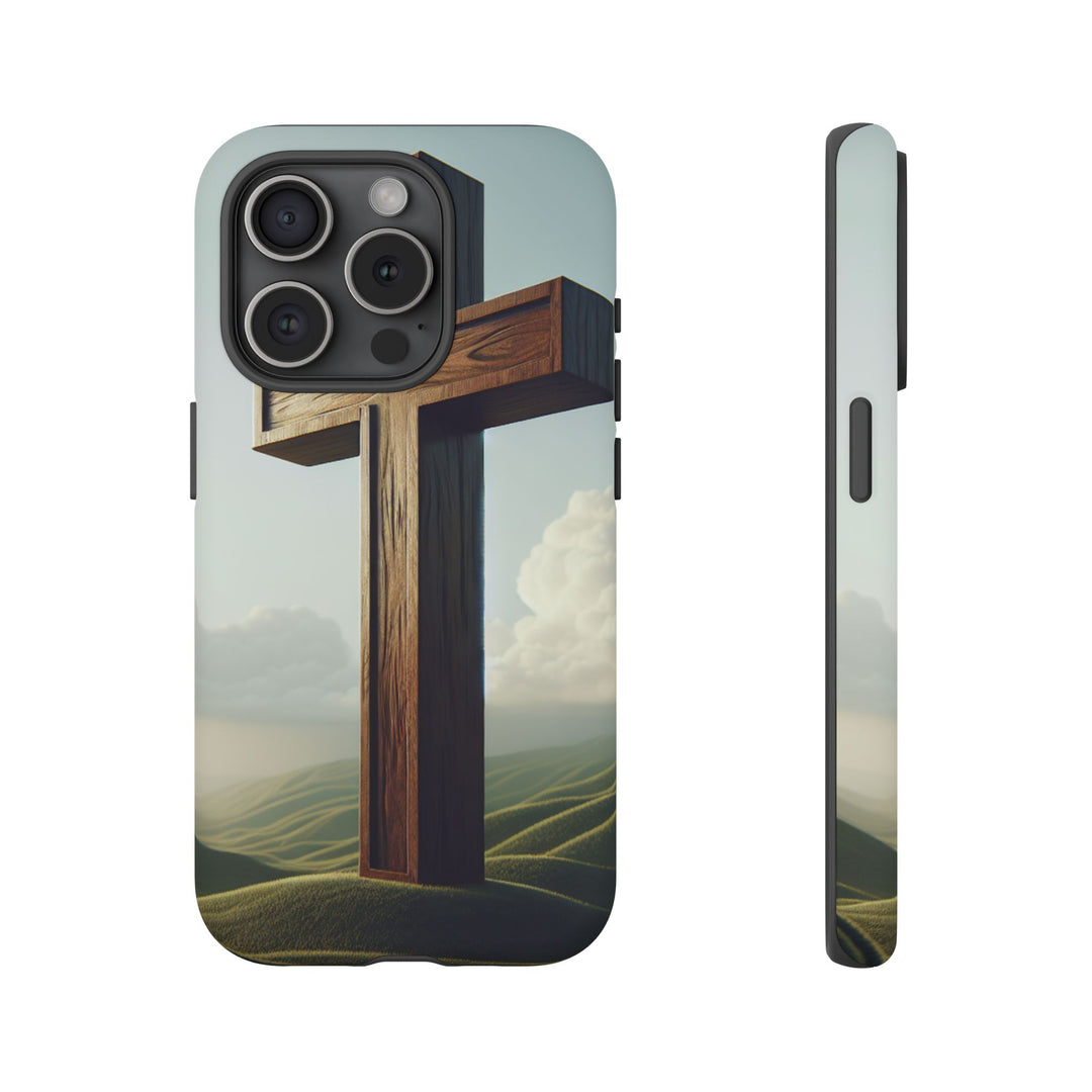 Wooden Cross Phone Case, Inspirational Gift, Christian Decor, Faith-Based Accessory, Unique Tech Gift